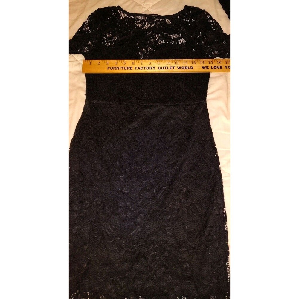 Ambiance Lace Cocktail Dress Body Contouring Long Sleeve Stretch Womens Medium - Picture 6 of 12